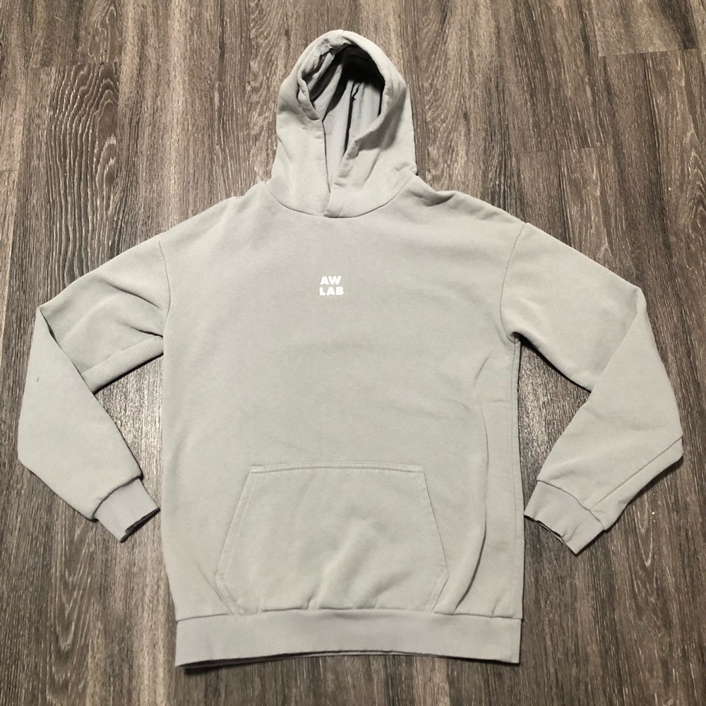 AW LAB Apparel Grey Essential Logo Hoodie - Size Small